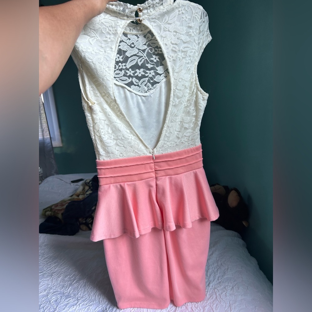 S Tight white and pink dress